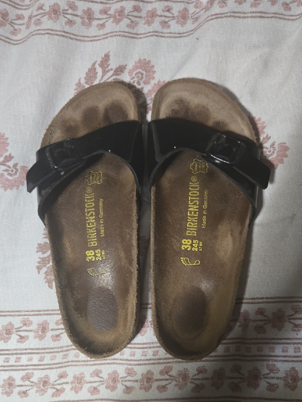 Birkenstock Women’s Black Patent Madrid Single-Band Sandals